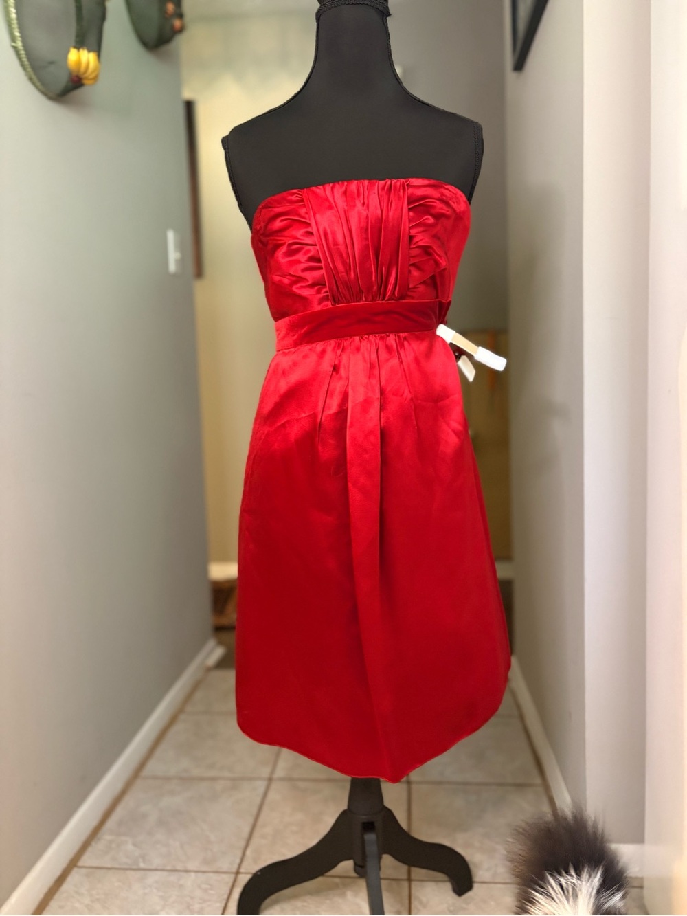 Banana Republic Strapless Red Satin Cocktail Dress